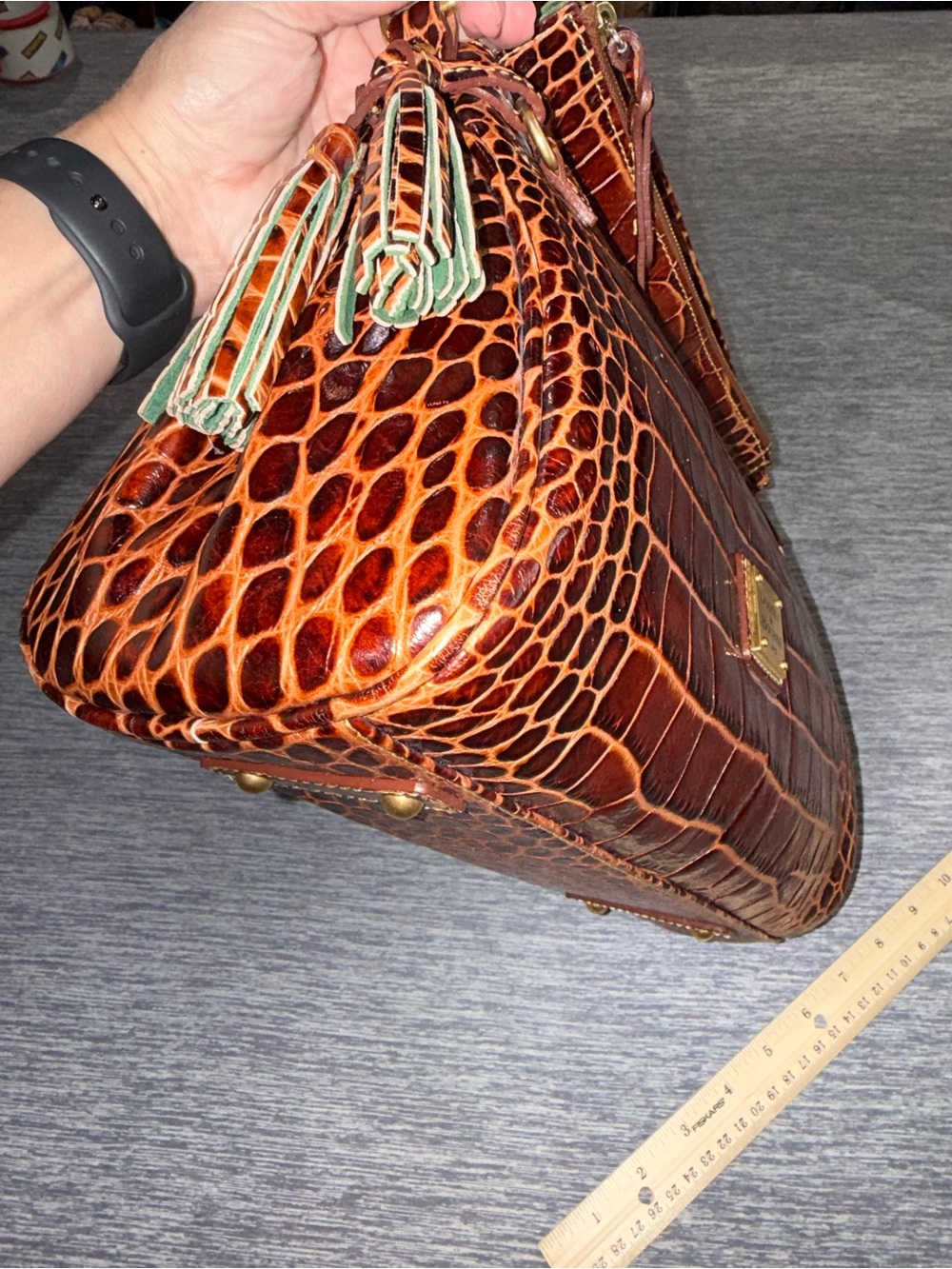 Dooney & Bourke Chestnut Croc-Embossed Leather Shoulder Bag - Picture 10 of 15
